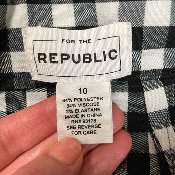 For the Republic Womens 10 Shorts Black White Check Embroidered Floral Stretch - Picture 4 of 4